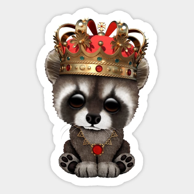 Cute Baby Raccoon Wearing Crown Sticker by jeffbartels